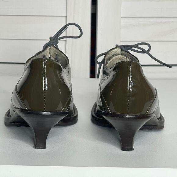 Vintage Prada Army Green Lace Up Oxford Size 35.5 - Picture 5 of 8